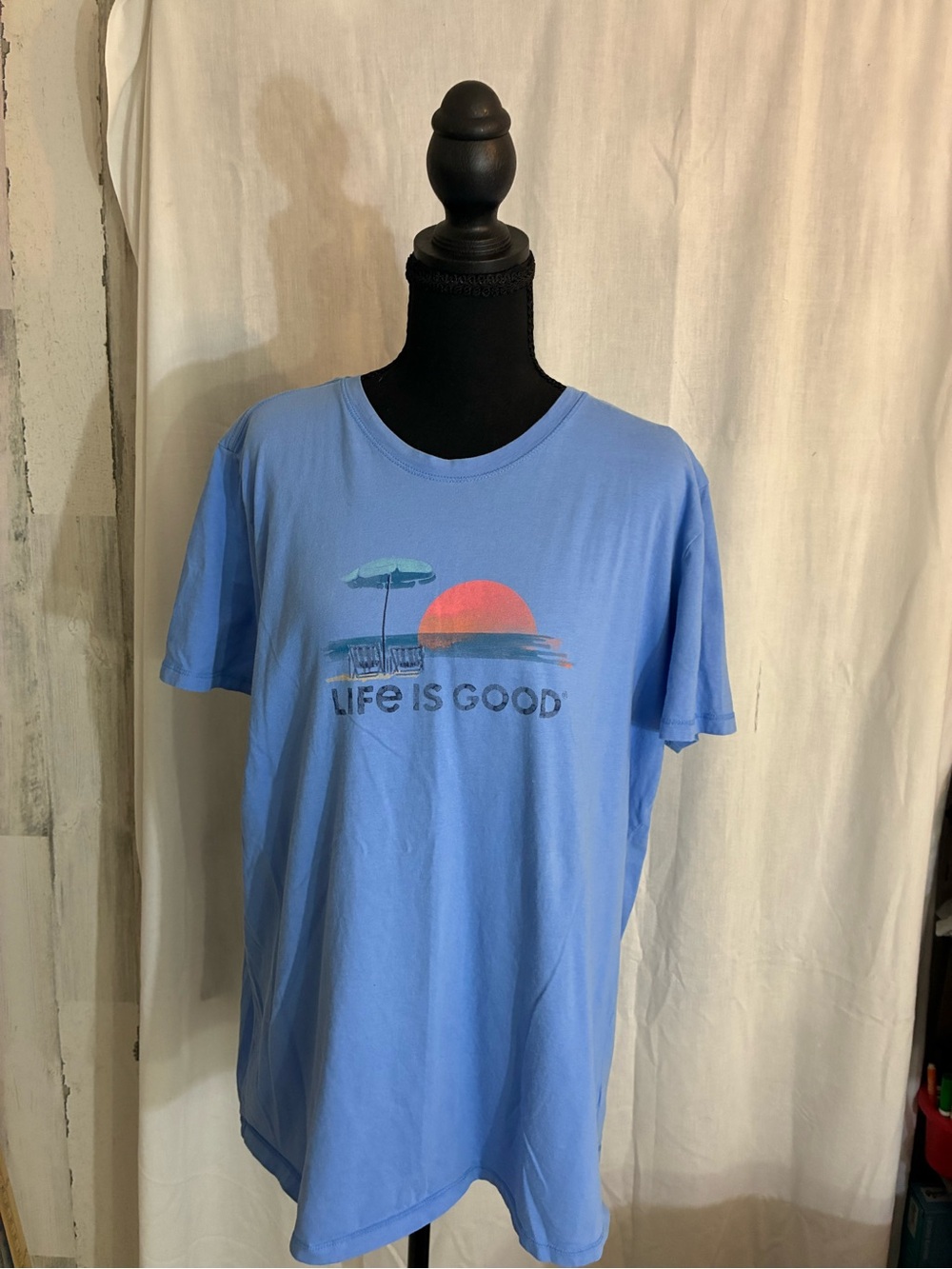 Life Is Good Blue Short-Sleeve Sunset Graphic Tee